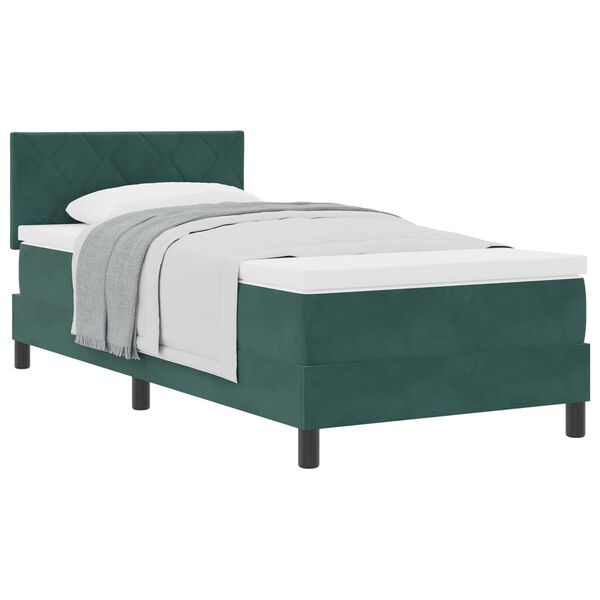 vidaXL Letto a molle con materasso Verde Scuro 90 x 190 cm Velluto