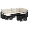 vidaXL Set Divano da Giardino 7 pz Nero e Bianco Crema polyrattan