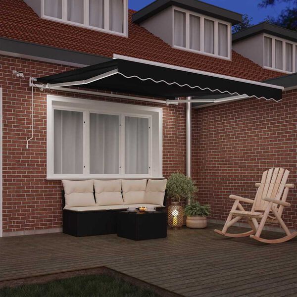 vidaXL Tenda Retrattile Nero 300 x 250 cm Poliestere e Metallo
