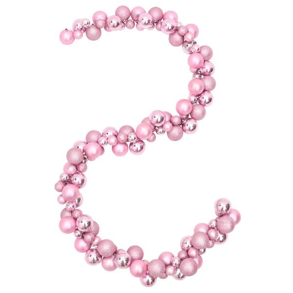 vidaXL Ghirlanda di Palline di Natale Rosa 175 cm in Polistirene