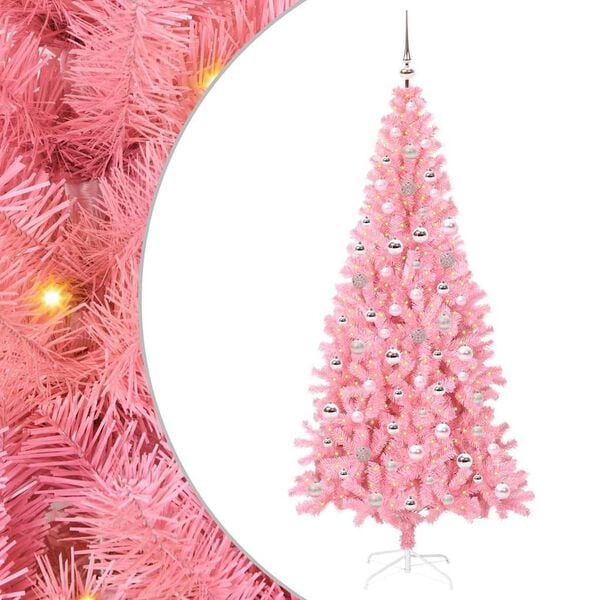 vidaXL Albero di Natale con 300 LED con supporto Rosa 240 cm PVC