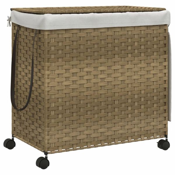 vidaXL Cesto Portabiancheria con Ruote 60x35x60,5 cm Rattan