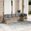 vidaXL Set Divani da Giardino 7 pz con Cuscini Beige in Polyrattan