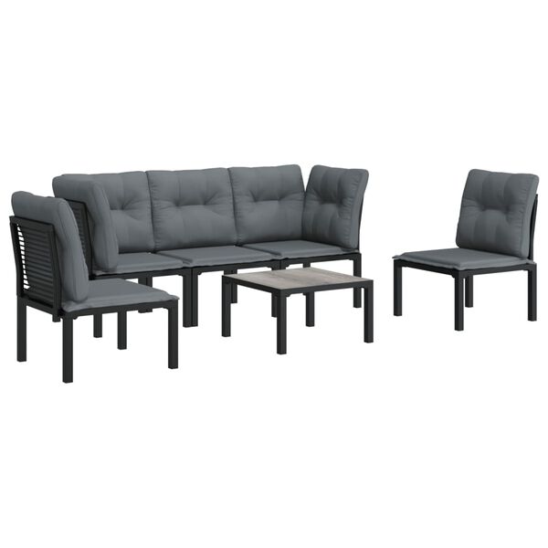 vidaXL Set Salotto da Giardino 6 pz in Polyrattan Nero e Grigio