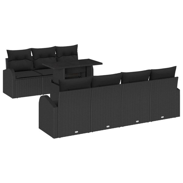 vidaXL Set Divano da Giardino con cuscino 8 pcs Nero Poly Rattan