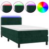 vidaXL Letto a Molle con Materasso e LED Verde Scuro 90x200cm Velluto