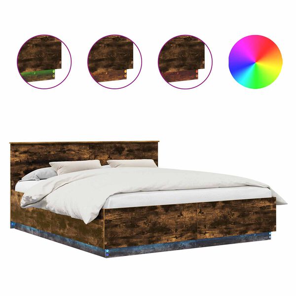vidaXL Struttura del letto Rovere fum&eacute; 200 x 200 cm Legno multistrato