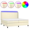vidaXL Giroletto a Molle con Materasso e LED Crema 200x200 cm