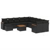 vidaXL Set Divani da Giardino 12 pz con Cuscini Nero in Polyrattan