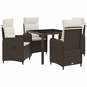vidaXL Set da pranzo per esterni 5 pz Marrone e Bianco Crema