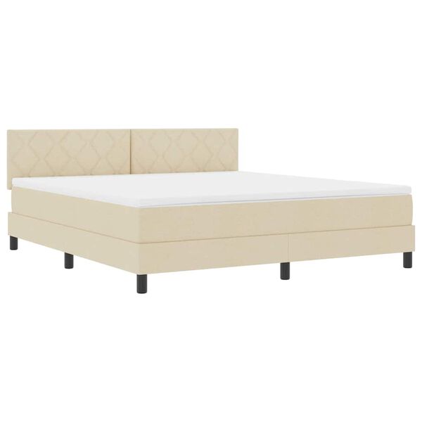 vidaXL Letto a molle con materasso Crema 180 x 200 cm Tessuto