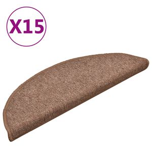 vidaXL Tappetini per Scale 15 pz Marroni 56x17x3 cm