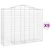 vidaXL Cesti Gabbioni ad Arco 9 pz 200x50x160/180 cm Ferro Zincato