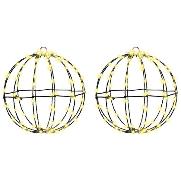 vidaXL Palla con 192 LED 2 pcs Bianco caldo 30 x 30 x 32 cm Metallo