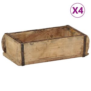vidaXL Vassoio 4 pcs Marrone 30 x 15 x 9 cm Legno Recuperato Massello