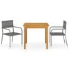 vidaXL Set Mobili da Pranzo per Giardino 3 pz Grigio