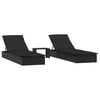 vidaXL Lettini Prendisole 2pz con Tavolino Nero in Polyrattan