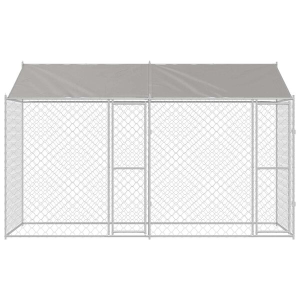 vidaXL Gabbia per cani Argento 400 x 200 x 256 cm Acciaio zincato