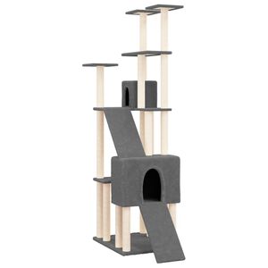 vidaXL Albero per Gatti con Tiragraffi in Sisal Grigio Scuro 190 cm