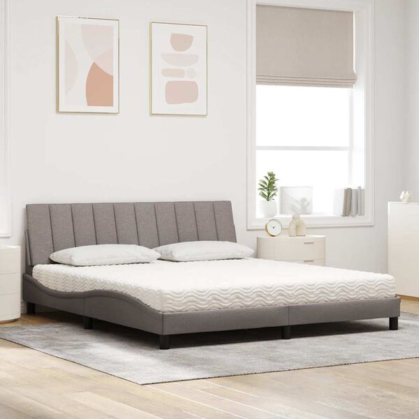 vidaXL Letto con Materasso Hanko Tortora 180x200 cm in Tessuto