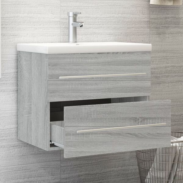 vidaXL Mobile Bagno e Lavabo Integrato Grigio Sonoma Legno Multistrato