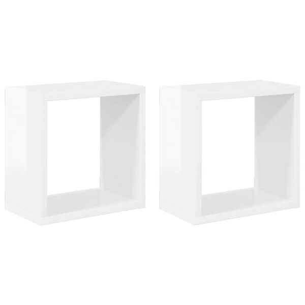 vidaXL Mensole Parete a Cubo 2 pz Bianco Lucido 26x15x26 cm