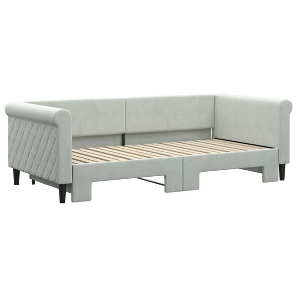 vidaXL Divano Letto con Letto Estraibile Grigio Chiaro 90x190 Velluto