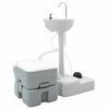vidaXL Set di toilette per il campeggio 2 pz Grigio 50,5 x 33 x 103 cm