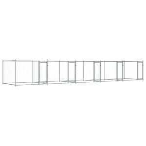 vidaXL Gabbia per Cani con Porte Grigia 10x2x1,5 m in Acciaio Zincato
