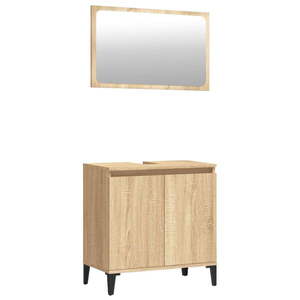 vidaXL Set Mobili da Bagno 2 pz Rovere Sonoma in Legno Multistrato