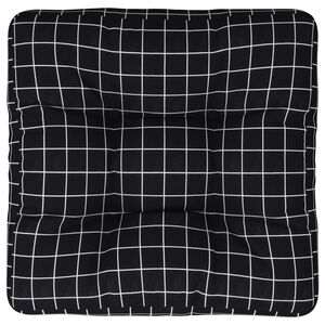 vidaXL Cuscino per Pallet Motivo a Quadri Nero 50x50x12 cm in Tessuto