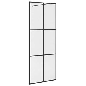 vidaXL Parete Doccia Walk-in in Vetro Trasparente ESG Nera 80x195 cm