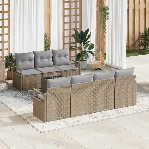 vidaXL Set Divano da Giardino 8 pcs Beige, Grigio 55 x 55 x 37 cm