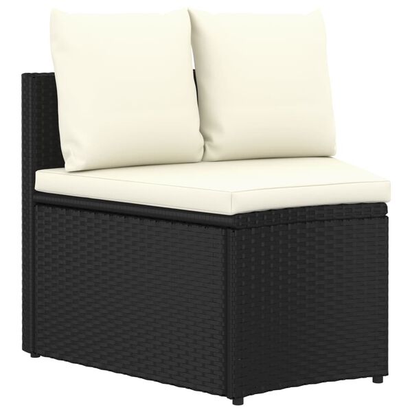 vidaXL Set Divani da Giardino 5 pz con Cuscini in Polyrattan Nero