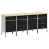 vidaXL Mobile da lavoro con blocco 4 pz Nero e Grigio 200 x 55 x 85 cm