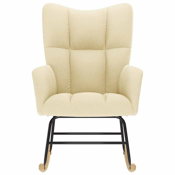 vidaXL Sedia a Dondolo Crema in Tessuto