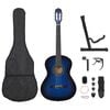 vidaXL Set Chitarra Classica per Principianti 12 pz Blu 4/4 39"
