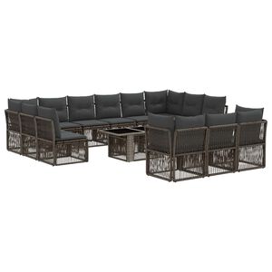 vidaXL Set Divano da Giardino 14 pz Grigio polyrattan