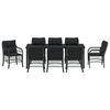 vidaXL Set da Pranzo per Giardino con cuscino 9 pcs Nero Poly Rattan