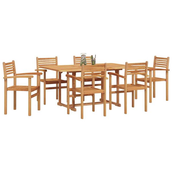 vidaXL Set da Pranzo per Giardino 7 pcs Naturale