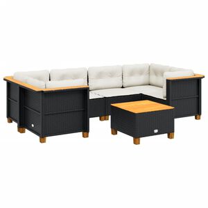 vidaXL Set Divani da Giardino con Cuscini 7pz Nero Polyrattan