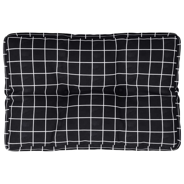 vidaXL Cuscino per Pallet Motivo a Quadri Nero 50x40x12 cm in Tessuto