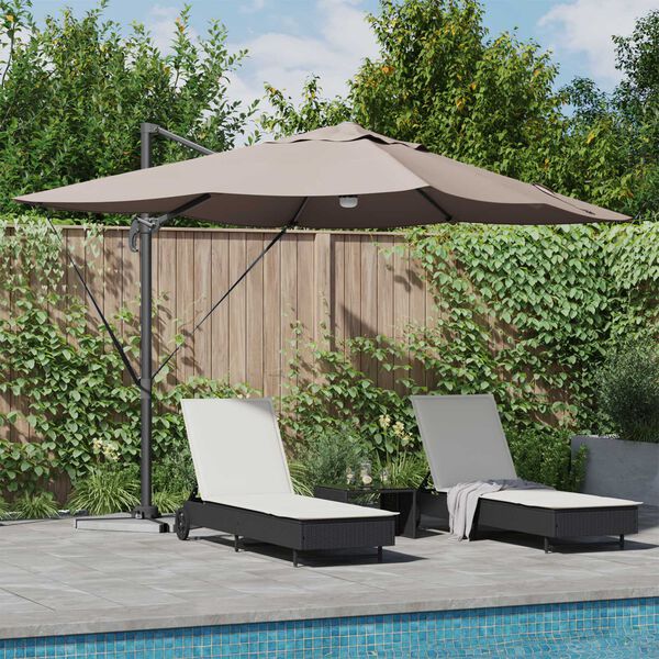 vidaXL Parasol Roma a braccio Tortora e Nero 352 x 251 x 265 cm