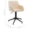 vidaXL Sedia da Pranzo Girevole Crema in Tessuto
