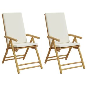 vidaXL Sedie da Giardino Pieghevoli Reclinabili 2 pz con Cuscini Bamb&ugrave;