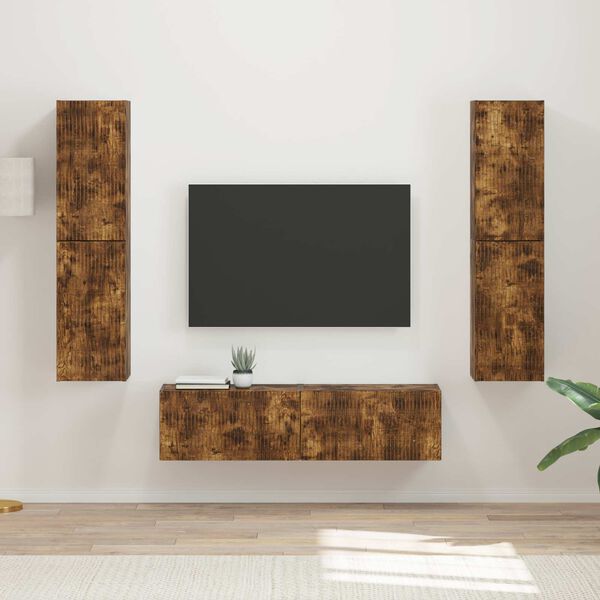 vidaXL Set mobile TV 6 pcs Rovere fum&eacute; Legno multistrato