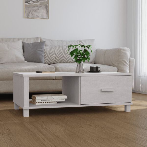 vidaXL Tavolino HAMAR Bianco 100x55x35 cm in Legno Massello di Pino
