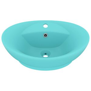 vidaXL Lavabo con Troppopieno Ovale Turchese Opaco 58,5x39 cm Ceramica