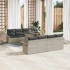 vidaXL Set Divano da Giardino 9 pcs Grigio chiaro Poly Rattan