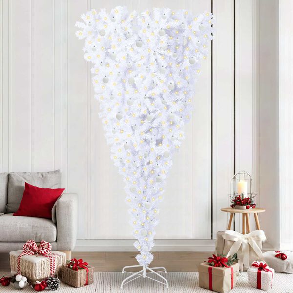 vidaXL Albero di Natale artificiale Bianco 240 cm PVC e Acciaio